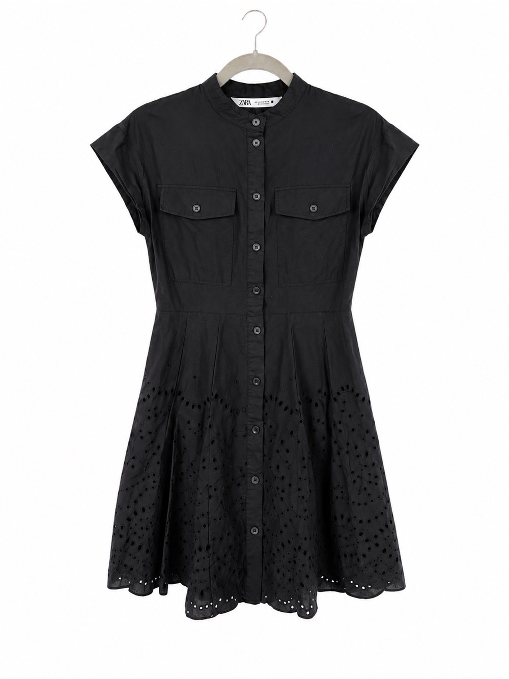 Zara Black Eyelet Shirtwaist Mini Dress